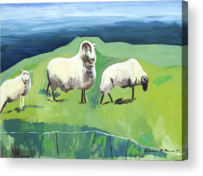  Acrylic Print featuring the painting Ram on a Hill by Kathleen Barnes