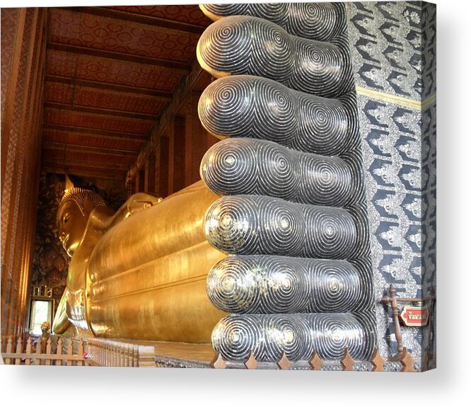 Reclining Acrylic Print featuring the sculpture Reclining Big Buddha by Knot Frazher