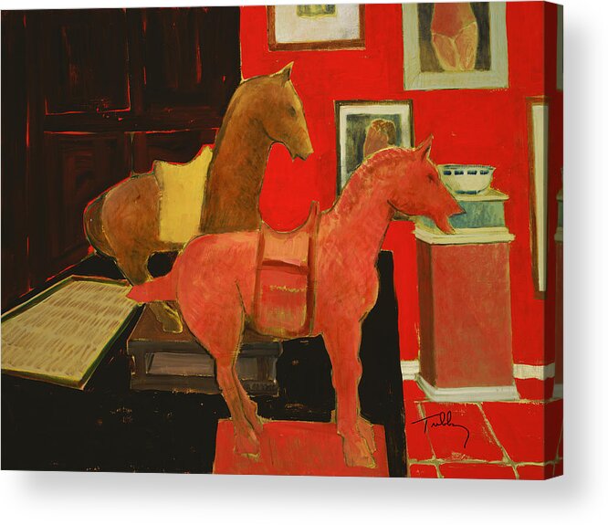 Still Life Acrylic Print featuring the painting Red Horse by Thomas Tribby