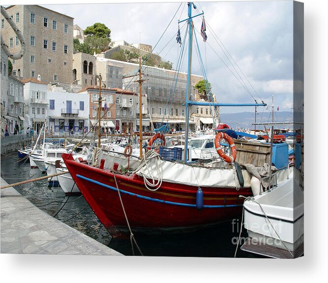Sailboat Acrylic Print featuring the photograph Red Sailboat by Nancy Bradley