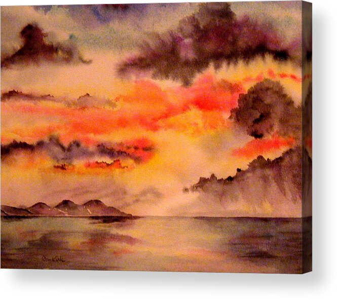 Sunsets Acrylic Print featuring the painting Red Sky at Night by Diane Kirk