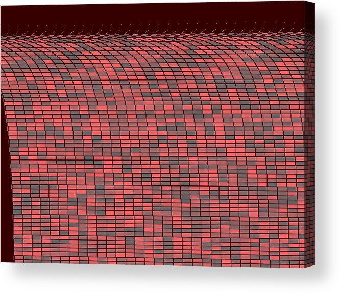 Rithmart Red Abstract Dark Folding Falling Water Rectangle Squares Love Gut Blue Gray Grey Random Colors Colors Dots Lines Curves Shades Brick Tile Paving Stones Acrylic Print featuring the digital art Red.113 by Gareth Lewis