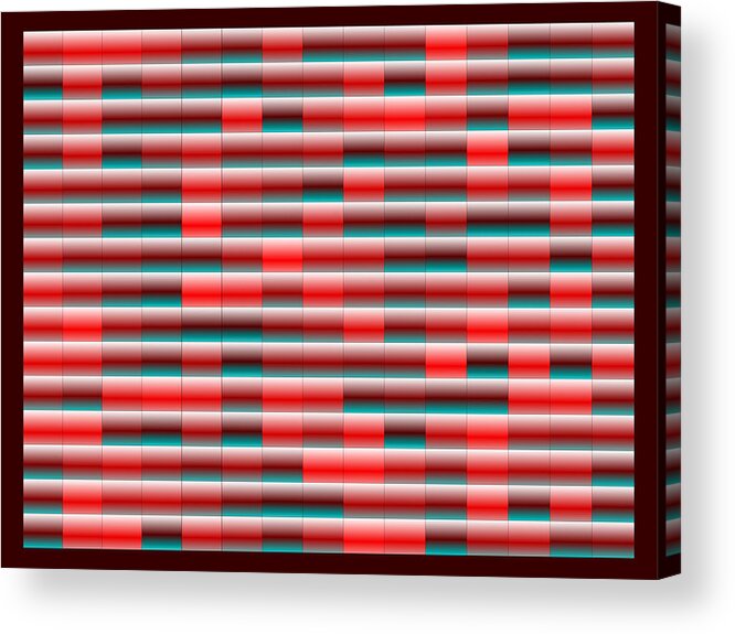 Rithmart Red Abstract. Shades Folds Horizontal Dark Bars Tubes Blinds Acrylic Print featuring the digital art Red.118 by Gareth Lewis