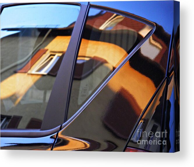 Reflection Acrylic Print featuring the photograph Reflection on a Parked Car 16 by Sarah Loft