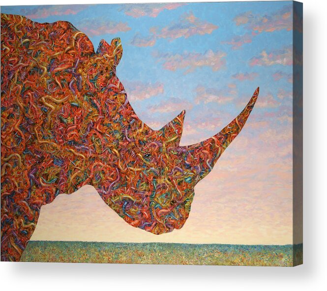 Rhino Acrylic Print featuring the painting Rhino-shape by James W Johnson