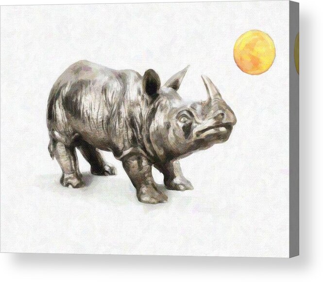 Moon Acrylic Print featuring the painting Rhinoceros 2 by Celestial Images