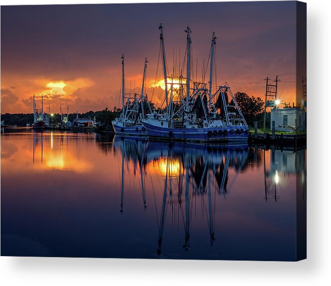 Bayou Acrylic Print featuring the photograph Rich and Vibrant Bayou Sunset by Brad Boland