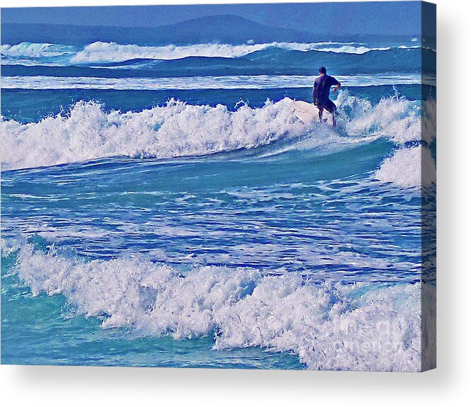 Surfing Acrylic Print featuring the photograph Riding the Outside Break by Bette Phelan