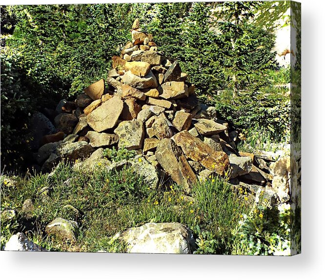 Rocky Mountains Acrylic Print featuring the photograph Rocky Mountain Cairn by Joseph Hendrix