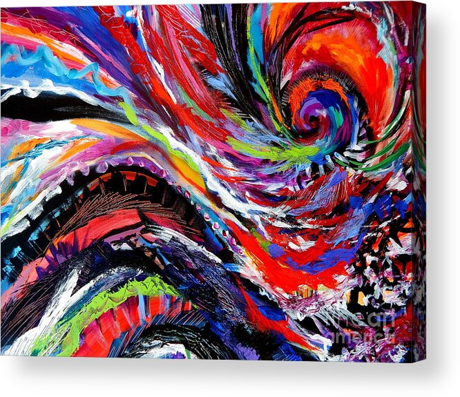 Abstract Expressionist Detail Of A Painting Acrylic Print featuring the painting Rolling detail Three by Priscilla Batzell Expressionist Art Studio Gallery
