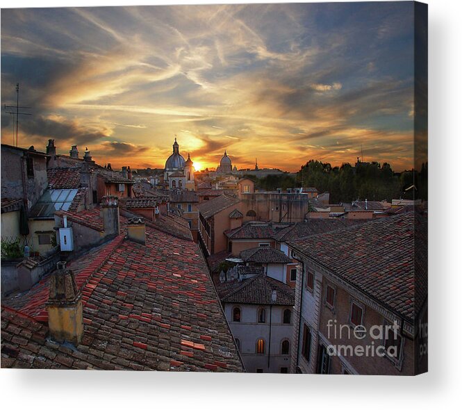 Sunset In Rome Acrylic Print featuring the photograph Rome Sunset by Maria Rabinky