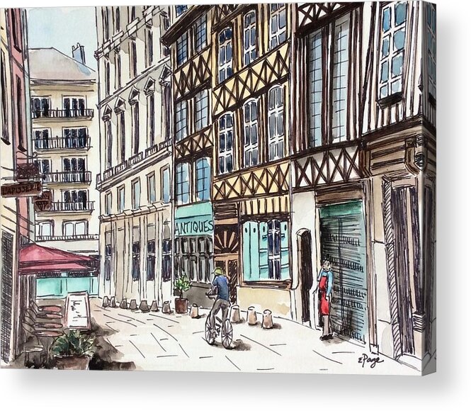 Rue Malpalu Acrylic Print featuring the painting Rue Malpalu, Rouen, France II by Emily Page