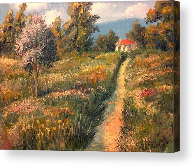 Cottage Acrylic Print featuring the painting Rural Idyll by Vit Nasonov