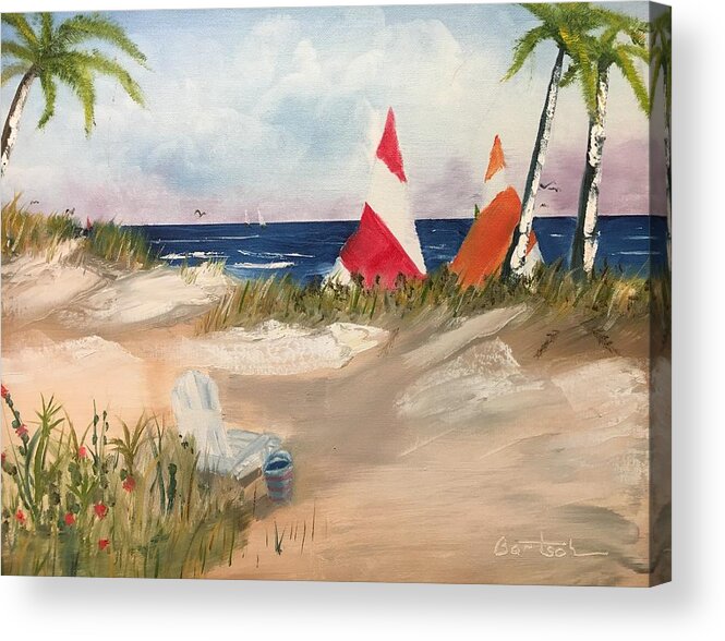 Ocean Acrylic Print featuring the painting Sailing Along by David Bartsch