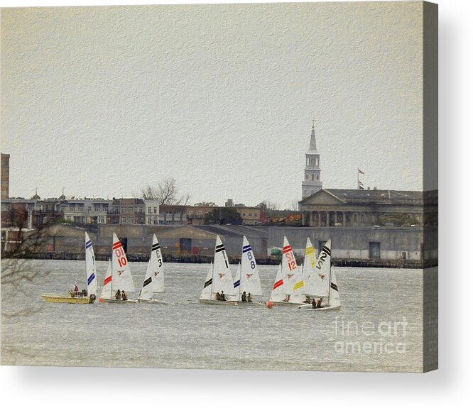 Sailing-competition Acrylic Print featuring the photograph Sailing on Charleston Harbor by Scott Cameron