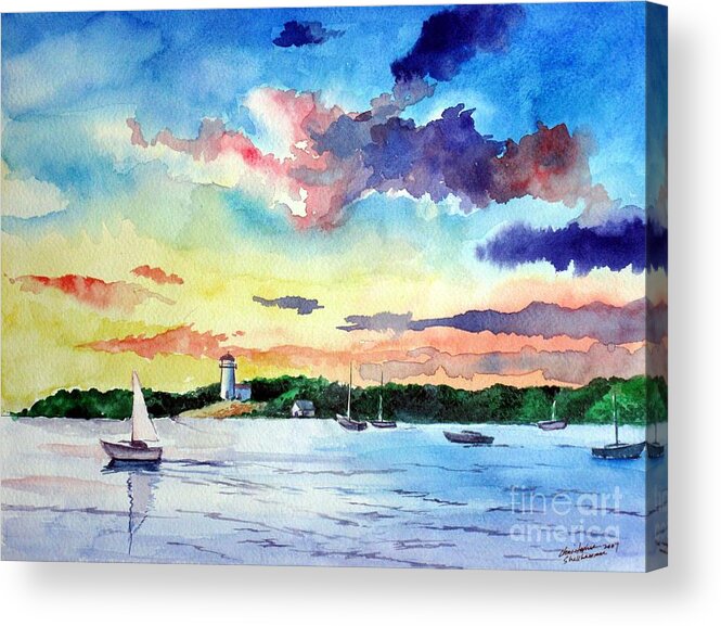 Sailing Acrylic Print featuring the painting Sailing on the Bay by Christopher Shellhammer