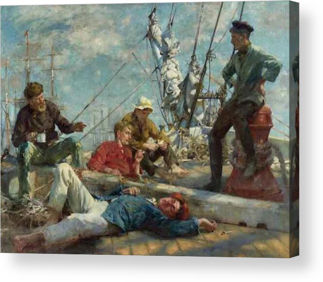 Henry Acrylic Print featuring the painting Sailors Yarning by Henry Scott Tuke