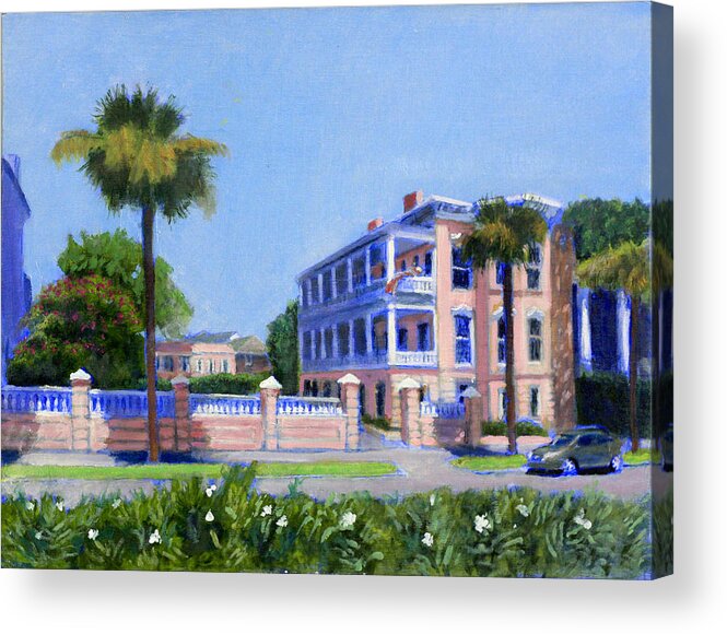 Salmon Colored House Acrylic Print featuring the painting Salmon Mousse by David Zimmerman