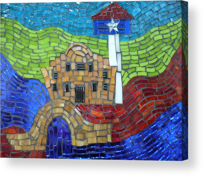 Riverwalk Acrylic Print featuring the glass art San Antonio by Ann Salas