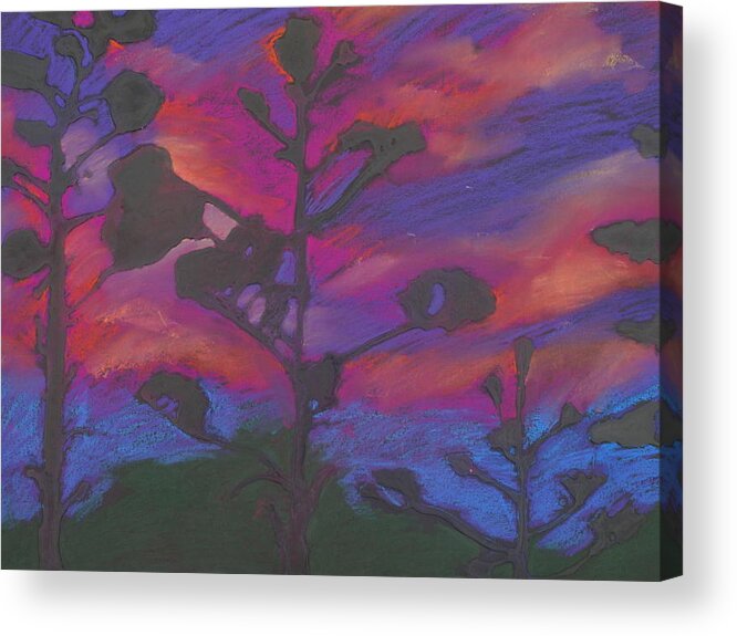 Contemporary Tree Landscape Acrylic Print featuring the mixed media San Diego Sunset by Leah Tomaino