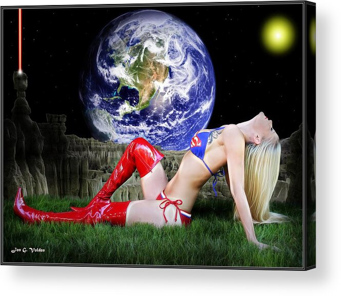 Fantasy Acrylic Print featuring the painting Sanctuary Of A Supra Gal by Jon Volden