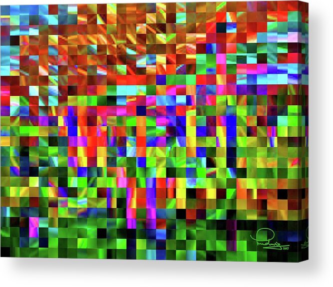 Cafe Art Acrylic Print featuring the digital art Satin Tiles by Ludwig Keck