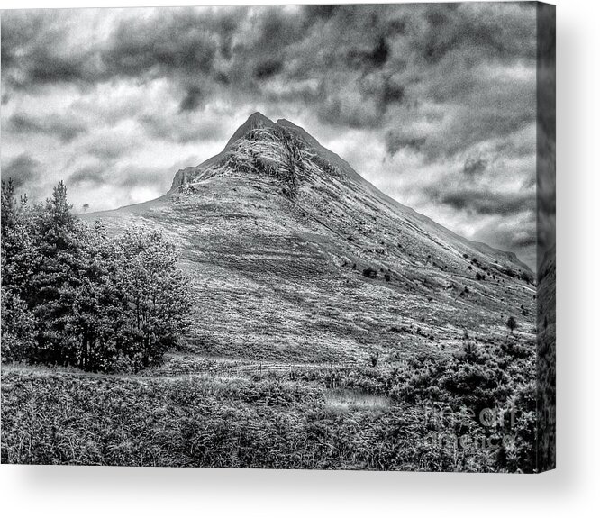 Scafell Pike Acrylic Print featuring the photograph Scafell Pike in Greyscale by Joan-Violet Stretch