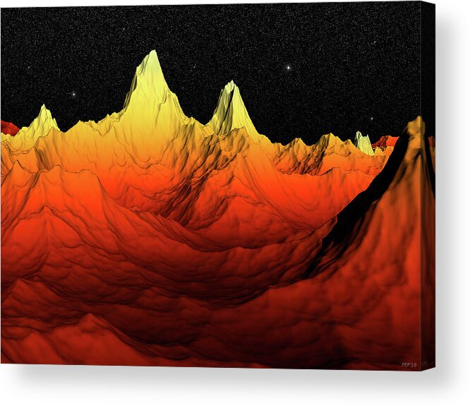 Sci Fi Acrylic Print featuring the digital art Sci Fi Mountains Landscape by Phil Perkins