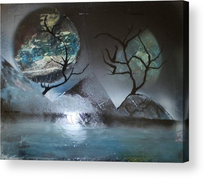 Spray Paint Acrylic Print featuring the painting SCI Moon by Kelly M Turner