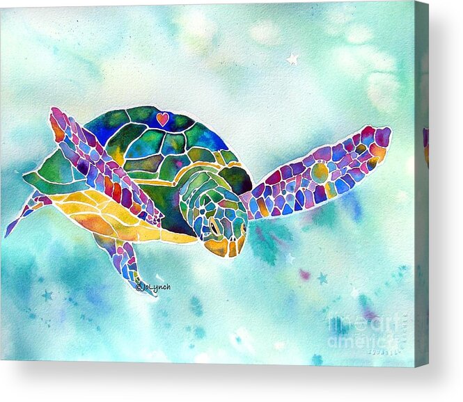  Sea Turtle Paintings Acrylic Print featuring the painting Sea Weed Sea Turtle by Jo Lynch