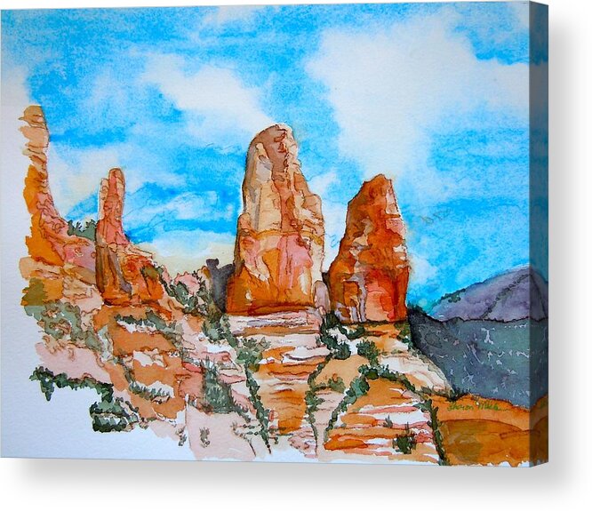 Sedona Arizona Acrylic Print featuring the painting Sedona Red Rocks by Sharon Mick