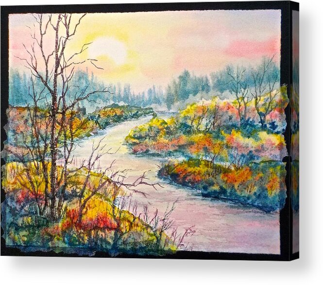 Watercolor Acrylic Print featuring the painting September Sunrise by Carolyn Rosenberger