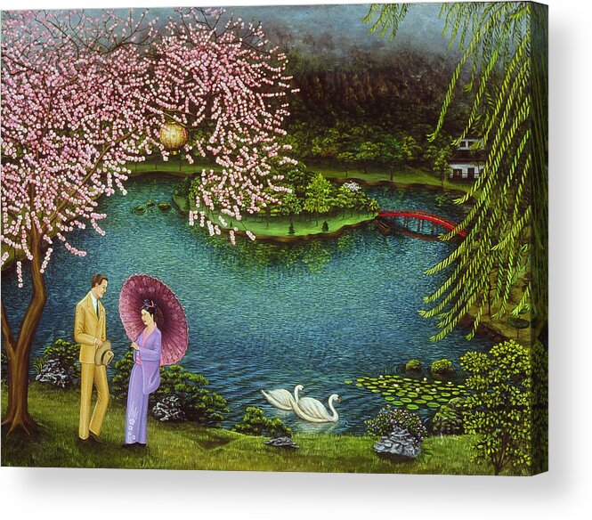 Japanese Garden Acrylic Print featuring the painting Serenity by Tracy Dennison