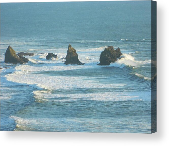 Oregon Acrylic Print featuring the photograph Shadowed Waves by Gallery Of Hope 