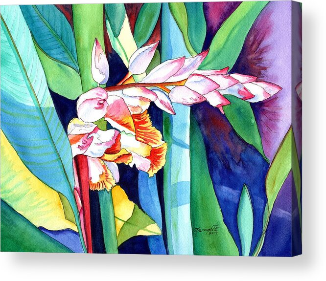 Shell Ginger Acrylic Print featuring the painting Shell Ginger 2 by Marionette Taboniar