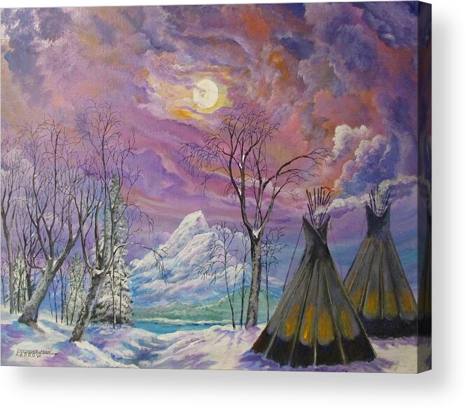 Mountains Acrylic Print featuring the painting Shoshone Moon by Dave Farrow