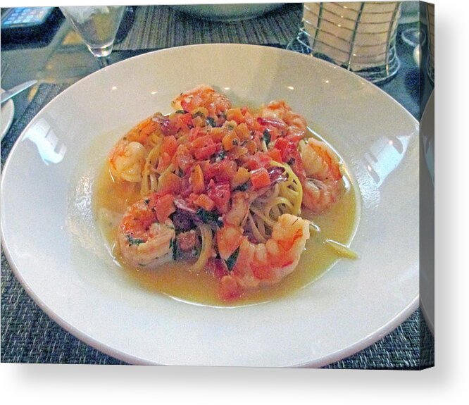 Dinner Acrylic Print featuring the photograph Shrimp And Linguine by Kay Novy