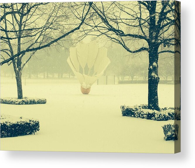Nelson-atkins Acrylic Print featuring the photograph Shuttlecock in the Snow by Michael Oceanofwisdom Bidwell