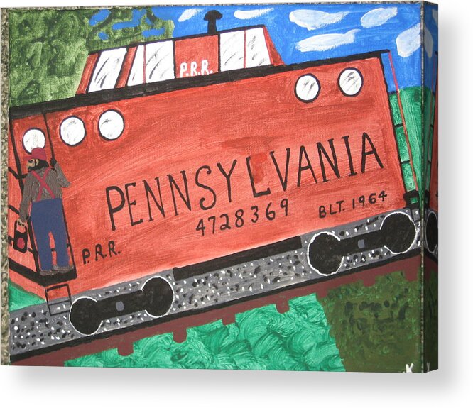  Train Acrylic Print featuring the painting Side Tracked in Pa. by Jeffrey Koss