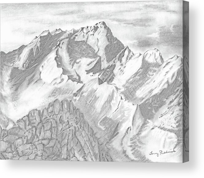 Sierra's Acrylic Print featuring the drawing Sierra Mt's by Terry Frederick