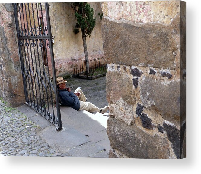 Man Napping Acrylic Print featuring the photograph Siesta in Patzcuaro by Rosanne Licciardi