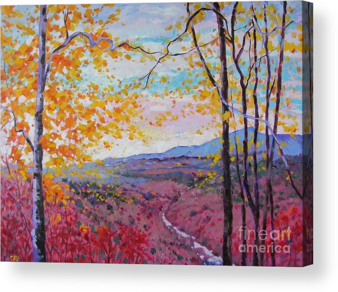 Landscape Acrylic Print featuring the painting Smokey View Morning by Celine K Yong