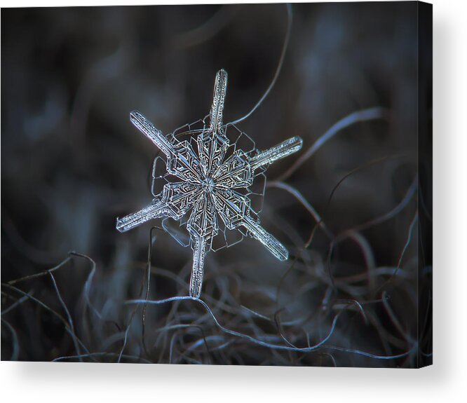 Snowflake Acrylic Print featuring the photograph Snowflake photo - Steering wheel by Alexey Kljatov