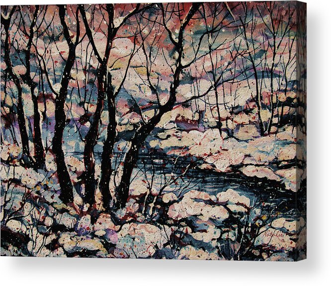 Natalie Holland Art Acrylic Print featuring the painting Snowy Woods by Natalie Holland
