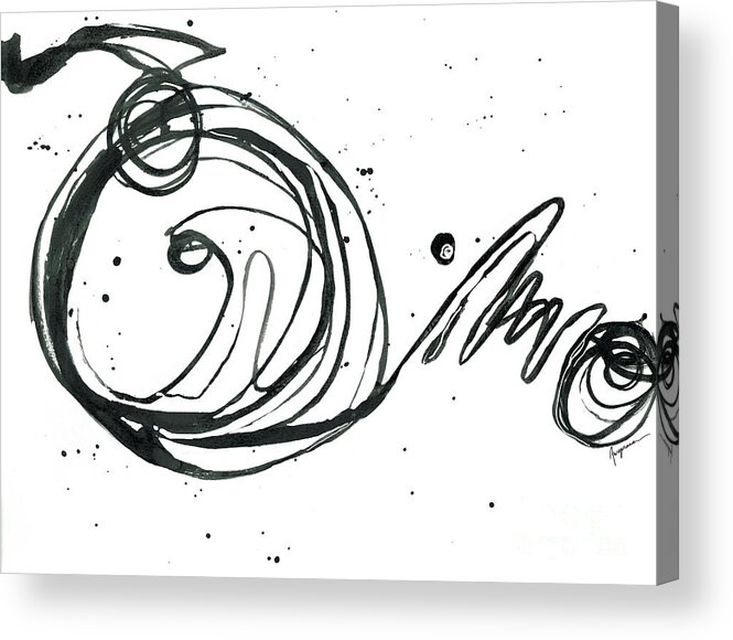 Something Gotta Give Acrylic Print featuring the painting Something Gotta Give - Revolving Life Collection - Modern Abstract Black Ink Artwork by Patricia Awapara