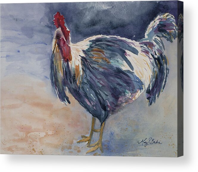 Agriculture Acrylic Print featuring the painting Something to Crow About by Mary Benke