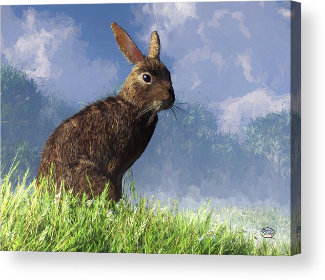 Spring Bunny Acrylic Print featuring the digital art Spring Bunny by Daniel Eskridge