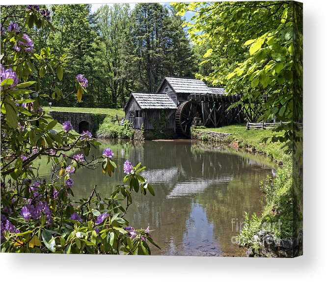 Mabry Acrylic Print featuring the photograph Spring reflections of an Ancient Mill by Brenda Kean