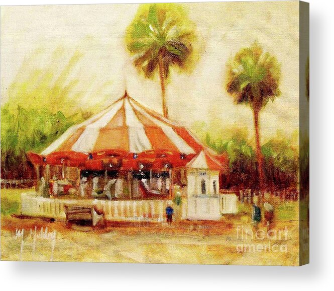 Carousel Acrylic Print featuring the painting St. Augustine Carousel by Mary Hubley