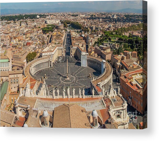 Piazza San Pietro Acrylic Print featuring the photograph St Peter Cathedral Vatican City Rome by Maria Rabinky